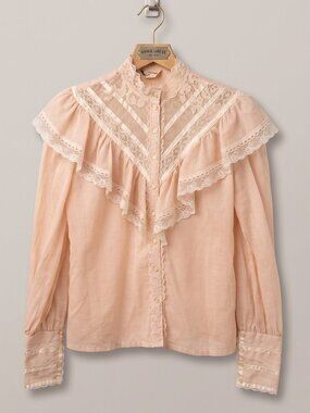 GUNNE SAX by Jessica McClintock Lace Button Up Blouse Vintage Shirt